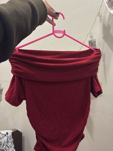 Chic Maroon Off-Shoulder Top