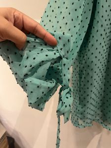 Elegant Sheer Polka Dot Blouse