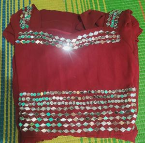 Elegant Brown Mirror Work Gown – XXL Size