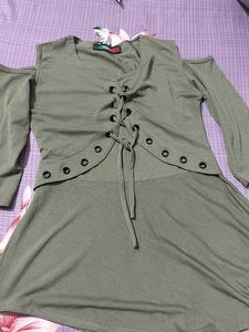 Olive Cold Shoulder Off Top
