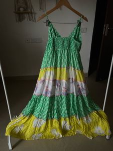 Place DU SOLEIL Bright Pastel Tiered Maxi Dress