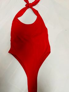 Red Halter Neck Bodysuit