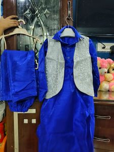 Blue Kurta Pajama With 🤍Jecket For 6 Year Old Boy