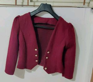 Burgundy Cropped Blazer
