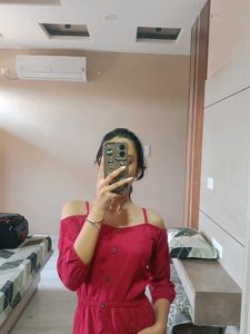 Red Off-Shoulder Kurti