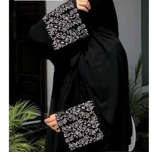 Black Abaya With Heavy Thread Work