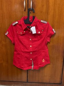 Red embroidered top