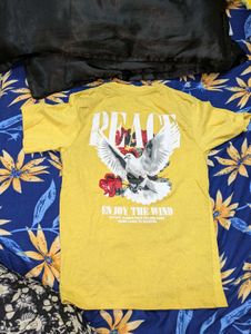 Yellow &#39;Peace&#39; Graphic Tee