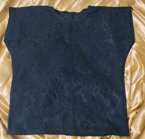 Black- Sheer Rose Designed Top