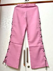 Pink Lace-Up Pants