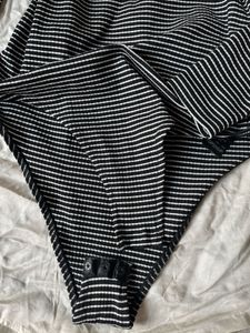 Check One Piece Backless Bodysuit Top