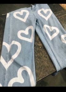 Heart Print Jeans
