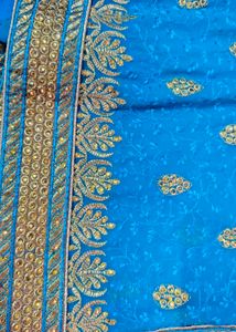Elegant Blue Saree with stitched blouse