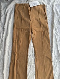 New With Tag Beige Stylish Split Hem Trousers