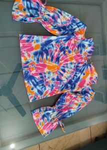 Tie Dye Cold Shoulder Top