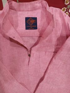 Rope Pink Linen Kurta - XL