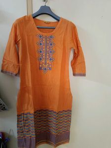 Orange Embroidered Kurti (Aurelia)