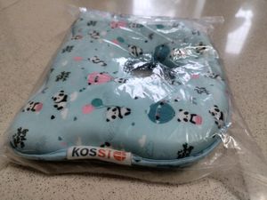 kossto Memory Foam Baby Head Shaping Pillow, Baby Pillow for Preventing Flat Head Syndrome, Apple Shape, Baby Panda Print (Light Navy Blue)(Pack of 1)