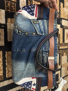 Denim &amp; American Flag Accent Purse