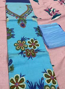 Sky Blue Thread Look Soft Duppta