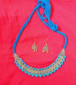 SKY BLUE COLOUR JEWELLERY SET WITH BEADS 💙
