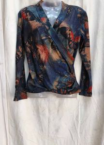 132812. Abstract Print Wrap Top