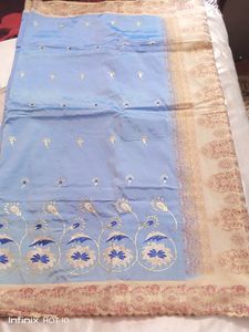 Embroidery Work Silk Saree With Blouse