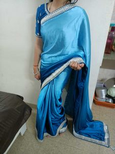Blue Ombre Saree with Embellished Border