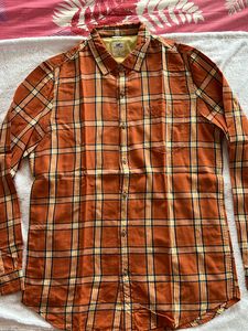 Men Lee Orange Checkered Shirt Size 38