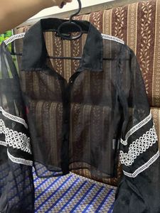 Black Lace Detailed Shirt
