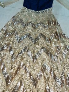 Elegant Navy &amp; Gold Embellished Gown