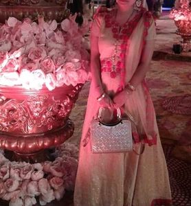 Red Roses Cut Worked Cream Gown