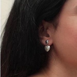 Pearl Drop Heart Stud Earrings