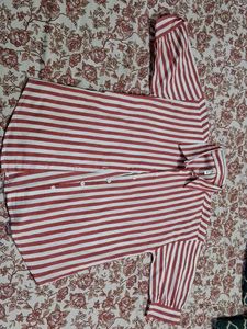 New Red Striped Shirt Size M