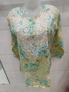Lakhnavi Hand Embroidery Short Kurti