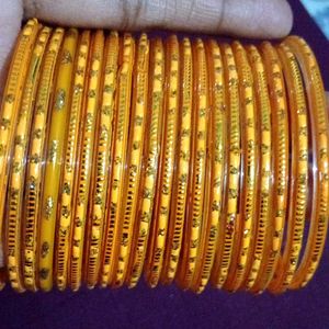 Yellow Gold Glitter Bangles (Set)