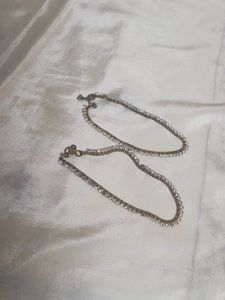 Gold Plated Anklets With White Stones