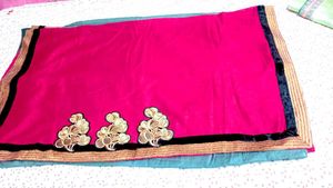 Elegant Pink Embroidered Saree