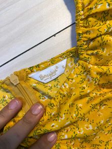 Berry Lush Yellow Floral Ruffle Mini Dress
