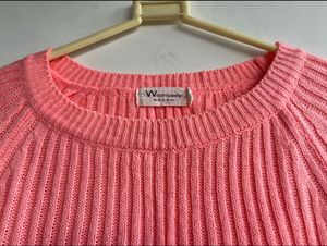 Peach Ribbed Knit Sweater