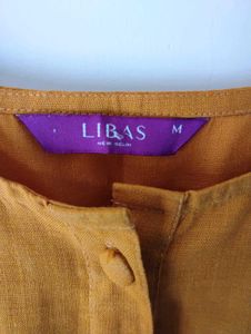 Libas Mustard Yellow A-Line Cotton Dress