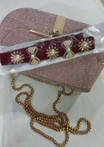 Red Motiffs Studded Waist Belt