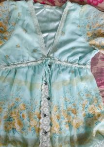 Floral Lace Trim Blouse