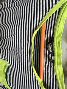 Striped T-Shirt with Neon Green Accents