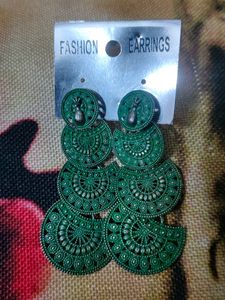Green Jhumka Earrings