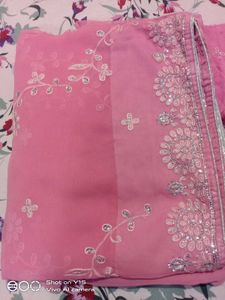 Pink Embellished Saree