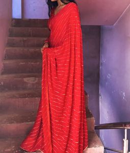 Elegant Red Saree with stretch blouse