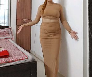 Brown Cutout Ruched Dress