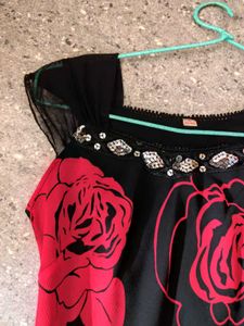 Black Pinteresty Sequin Detail Floral Dress