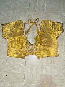 Golden Back-Tie Silk Blouse